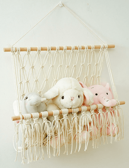 macrame stuffed toy storage