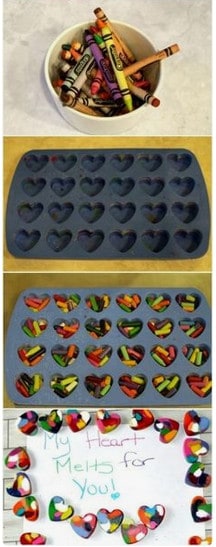 Crayon hearts craft