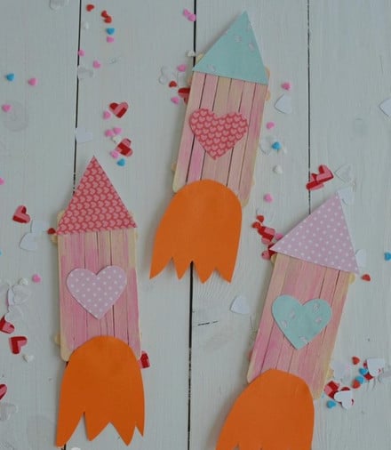 Rocket ship popsicle stick craft