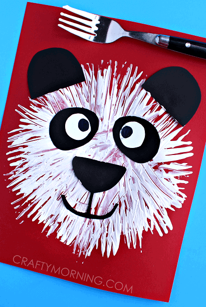 Fork Print Panda Bear Kids Craft