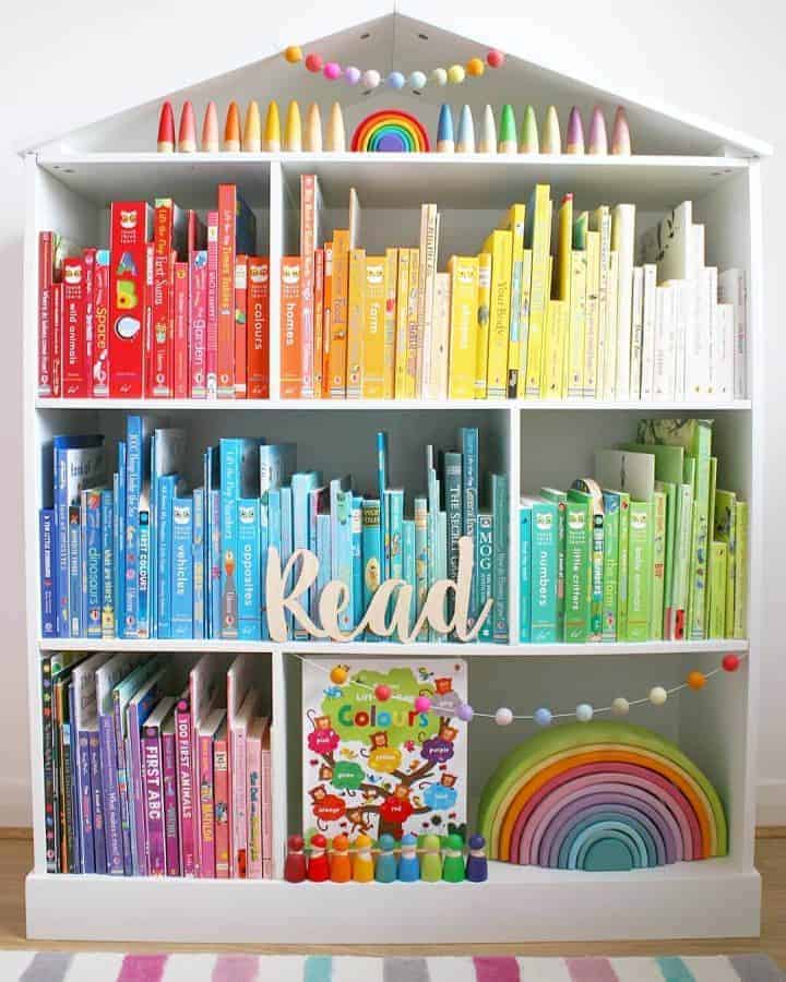 rainbow bookshelf