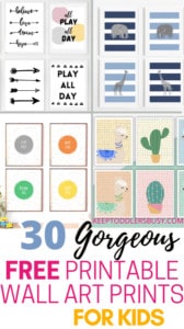 These Free Wall Art Printables are Simply Gorgeous and Super Useful for any playroom design, nursery, or kids room decor. Use for kids, playroom ideas, or nursery ideas.