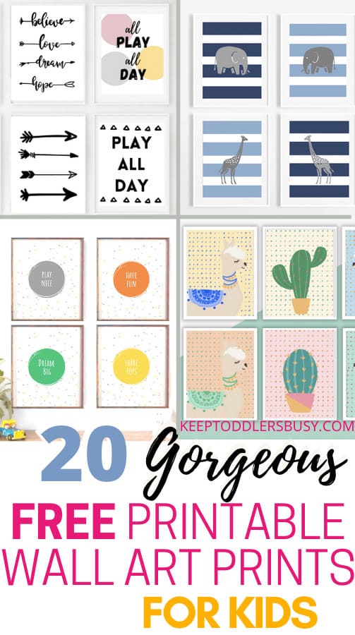 These Free Wall Art Printables are Simply Gorgeous and Super Useful for any playroom design, nursery, or kids room decor. Use for kids,  playroom ideas, or nursery ideas.