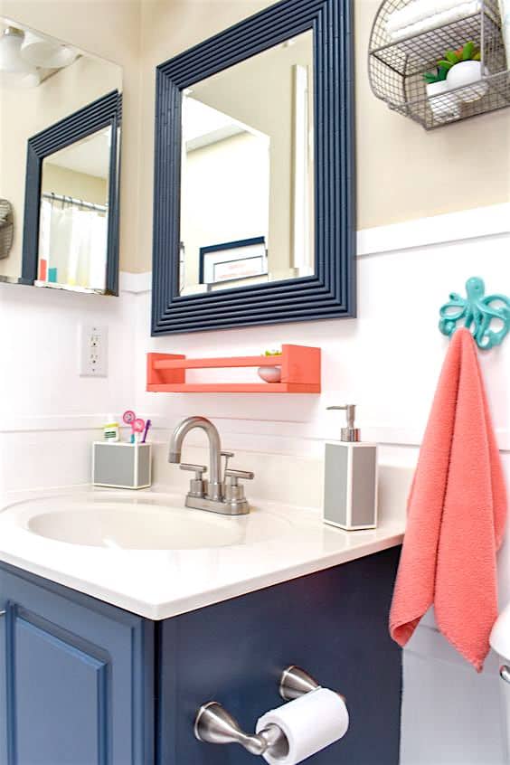 This Compilation of Amazing Kid's Bathroom Ideas Will Have You Wishing you Saw This Earlier! Bring Beautiful Organization To Your Kid's or Toddler's Bathroom! Kids bathroom decor ideas or shared bathrooms, boy's bathroom ideas, and girls bathroom ideas included