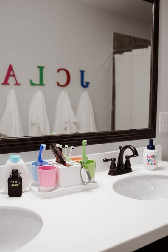 This Compilation of Amazing Kid's Bathroom Ideas Will Have You Wishing you Saw This Earlier! Bring Beautiful Organization To Your Kid's or Toddler's Bathroom! Kids bathroom decor ideas or shared bathrooms, boy's bathroom ideas, and girls bathroom ideas included