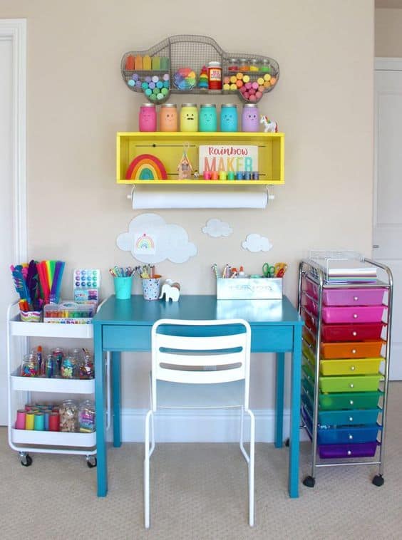 Mommy Experts Share 40 Homeschool Room Ideas That Will Turn Your Child's Space Into An Organized Learning Area For Kids In Small Spaces Too. Get Great Ideas For Home School Desks, Tables, and Storage