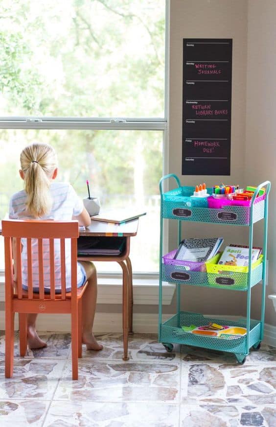 Mommy Experts Share 40 Homeschool Room Ideas That Will Turn Your Child's Space Into An Organized Learning Area For Kids In Small Spaces Too. Get Great Ideas For Home School Desks, Tables, and Storage