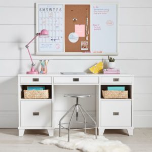 I LOVE this Pottery Barn Combination Cork Board and Bulletin Board! Super Helpful For Distance Learning. Check Out My Complete List Of School Supplies To Get Your Child Prepapred For A Successful Year!