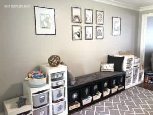 My Kid's Messy, Half Organized, Play Space Gets An IKEA Playroom Storage Makeover Into a Chíc, Organized, Kid's Room! We Painted Trofast Units Using Playrooms Ideas With Design Budget In Mind