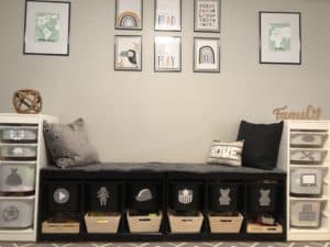 My Kid's Messy, Half Organized, Play Space Gets An IKEA Playroom Storage Makeover Into a Chíc, Organized, Kid's Room! We Painted Trofast Units Using Playrooms Ideas With Design Budget In Mind