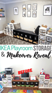 My Kid's Messy, Half Organized, Play Space Gets An IKEA Playroom Storage Makeover Into a Chíc, Organized, Kid's Room! We Painted Trofast Units Using Playrooms Ideas With Design Budget In Mind