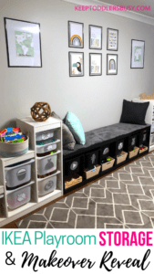 My Kid's Messy, Half Organized, Play Space Gets An IKEA Playroom Storage Makeover Into a Chíc, Organized, Kid's Room! We Painted Trofast Units Using Playrooms Ideas With Design Budget In Mind