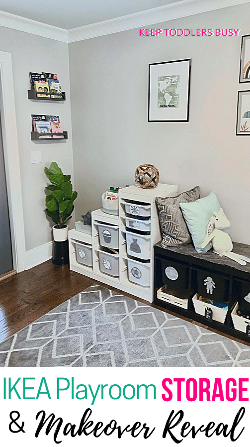 My Kid's Messy, Half Organized, Play Space Gets An IKEA Playroom Storage Makeover Into a Chíc, Organized, Kid's Room! We Painted Trofast Units Using Playrooms Ideas With Design Budget In Mind