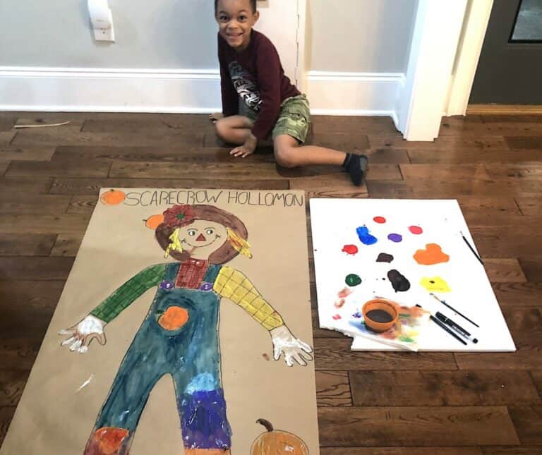 Fall Crafts For Kids: Life-Sized Scarecrow Painting!