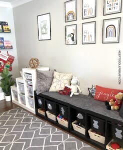 We decided to add a few subtle Christmas Decor touches to the kid's playroom and homeschool room for Holidays! This Will be a Great Place To Do Their Christmas Crafts and Christmas Games.