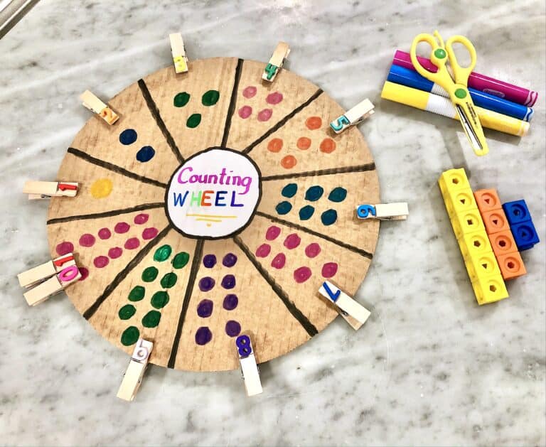 Easy Preschool Learning Activity: Clothespin Counting Wheel