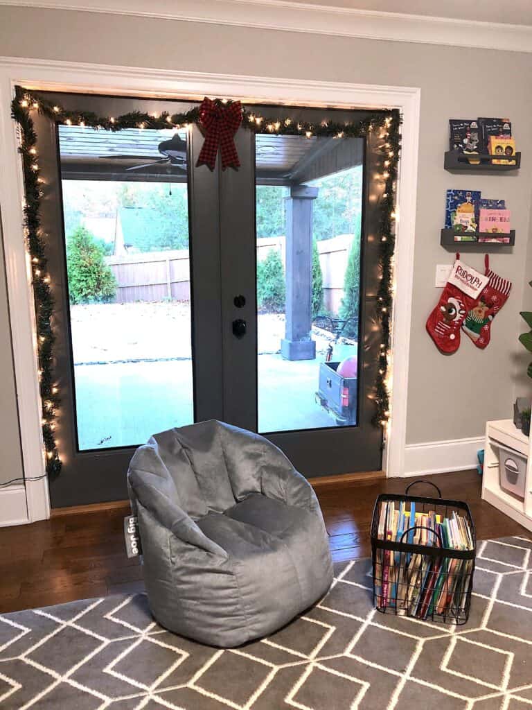 We decided to add a few subtle Christmas Decor touches to the kid's playroom and homeschool room for Holidays! This Will be a Great Place To Do Their Christmas Crafts and Christmas Games.