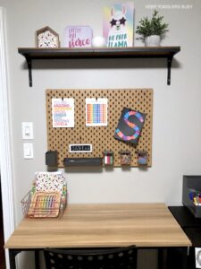 Check Out Part Two of The Kid's Homework Station and Playroom Storage Makeover. It's Now A Home Work Space That's Perfect For Home School or After School Activities and Great For Small Spaces.