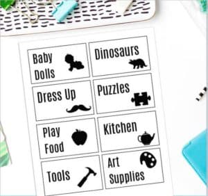 Wondering How To Make Beautiful Custom Labels For Your Storage At Home? Well I Have Put Together A Label Making Tutorial Using Canva That Will Have You Printing Playroom Storage Labels In No Time.