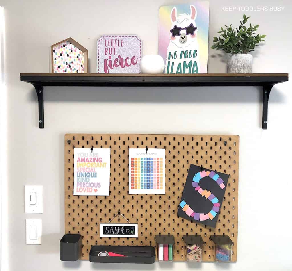 Check Out Part Two of The Kid's Homework Station and Playroom Storage Makeover. It's Now A Home Work Space That's Perfect For Home School or After School Activities and Great For Small Spaces.