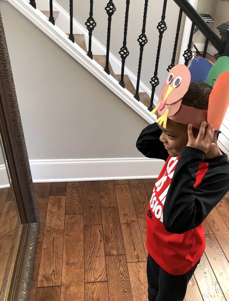 This Adorable Thanksgiving Turkey Craft Will Be A Hit With The Kids! This Cool Turkey Hat with Name Recognition Activity Inspires Just Plain Fun and Learning. Let Your Kids Wear Them on Thanksgiving!