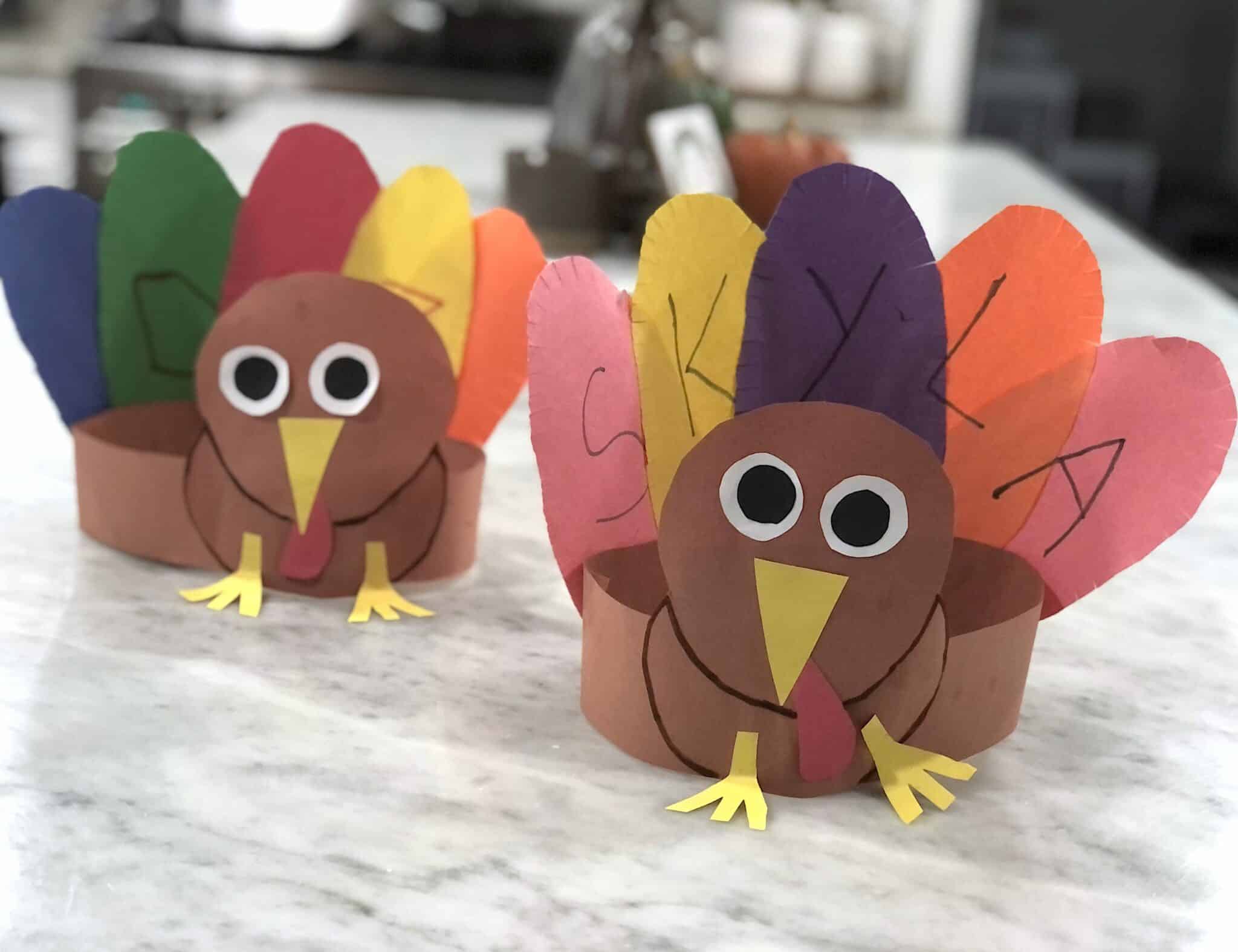 This Adorable Thanksgiving Turkey Craft Will Be A Hit With The Kids! This Cool Turkey Hat with Name Recognition Activity Inspires Just Plain Fun and Learning. Let Your Kids Wear Them on Thanksgiving!