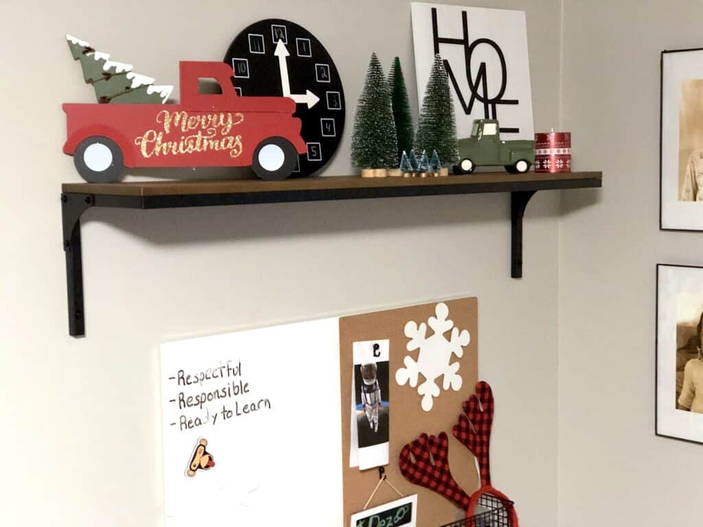 We decided to add a few subtle Christmas Decor touches to the kid's playroom and homeschool room for Holidays! This Will be a Great Place To Do Their Christmas Crafts and Christmas Games.