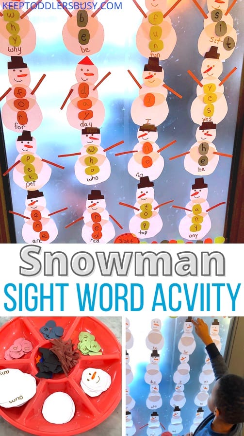 winter snowman Sight Word Activity